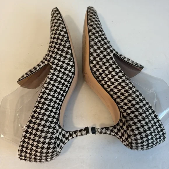 Gianvito Rossi Houndstooth Kitten-Heel Pointed Toe Loafer Pumps